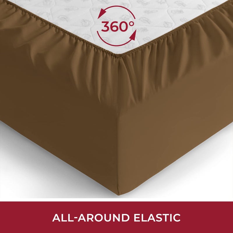 Mellanni Twin Fitted Sheet - Iconic Collection Bedding Sheets with up to 16 inch Deep Pocket - Soft & Cooling - Fade & Stain Resistant - 1 PC (Twin  Mocha) - Image 4